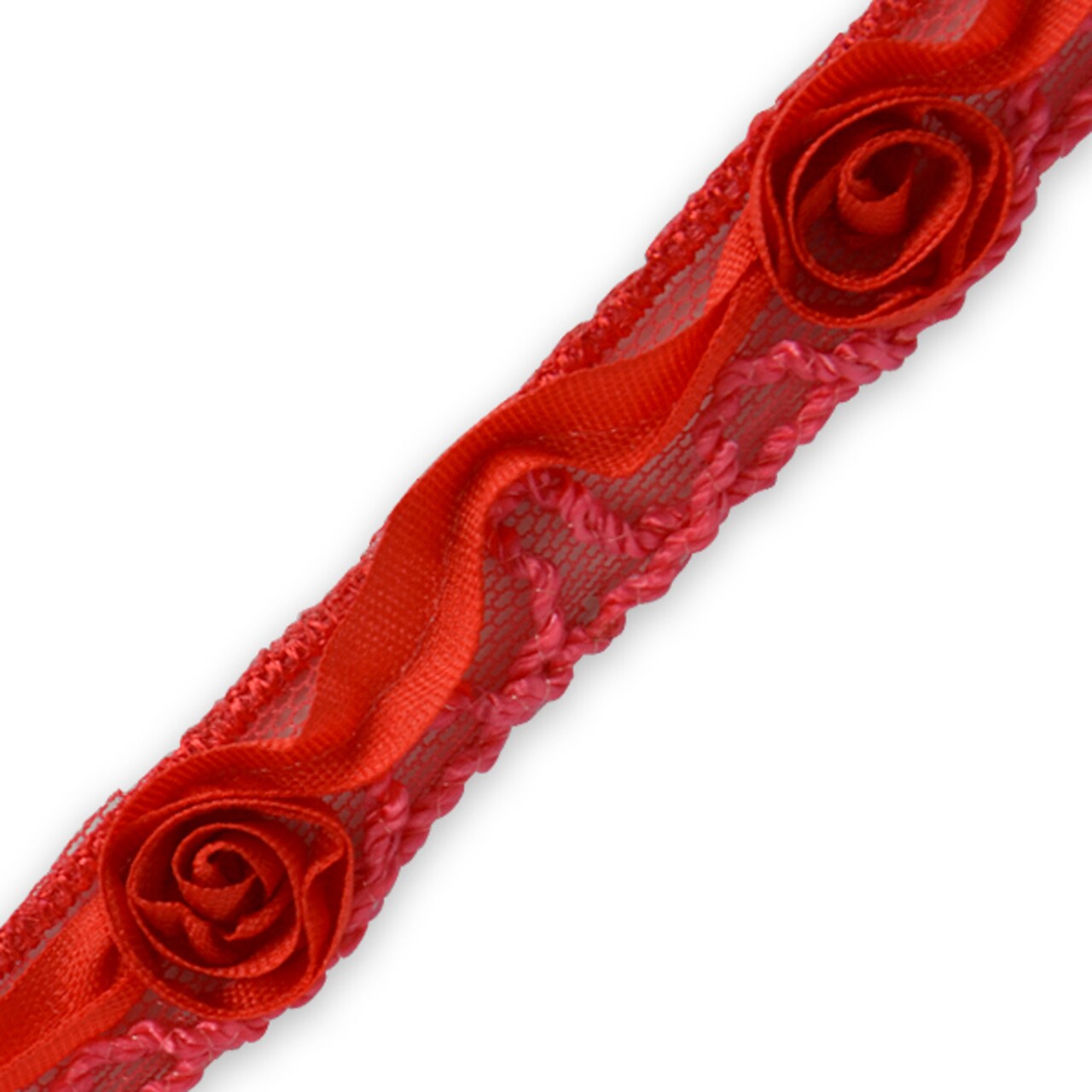 5 yards of Ribbon Rosette w / Small Rosebud Trim | 5 yard cut